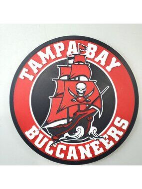 Tampa Bay Buccaneers 3D Logo Wall Art With Stand Red & Black 10-Inch Diameter